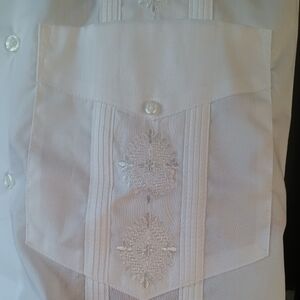 Men's Sobrino Embroidered Button Up White Dress Shirt Size XXL